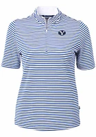 Cutter and Buck BYU Cougars Womens Blue Virtue Eco Pique Stripe Short Sleeve Polo Shirt