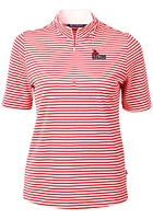 Cutter and Buck Central Missouri Mules Womens Red Virtue Eco Pique Stripe Short Sleeve Polo Shir..