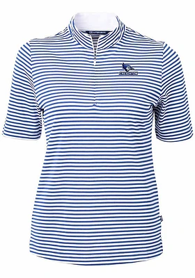 Cutter and Buck Creighton Bluejays Womens Blue Virtue Eco Pique Stripe Short Sleeve Polo Shirt