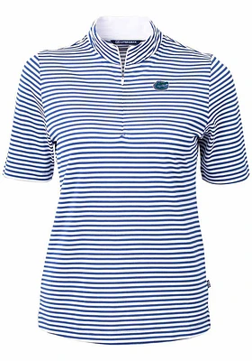 Cutter and Buck Florida Gators Womens Blue Virtue Eco Pique Stripe Short Sleeve Polo Shirt