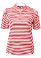 Cutter and Buck Houston Cougars Womens Red Virtue Eco Pique Stripe Short Sleeve Polo Shirt