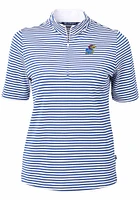 Cutter and Buck Kansas Jayhawks Womens Blue Virtue Eco Pique Stripe Short Sleeve Polo Shirt