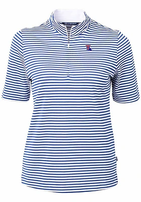 Cutter and Buck Louisiana Tech Bulldogs Womens Blue Virtue Eco Pique Stripe Short Sleeve Polo Sh..