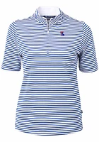 Cutter and Buck Louisiana Tech Bulldogs Womens Blue Virtue Eco Pique Stripe Short Sleeve Polo Sh..