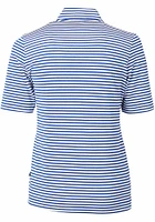 Cutter and Buck Louisiana Tech Bulldogs Womens Blue Virtue Eco Pique Stripe Short Sleeve Polo Sh..