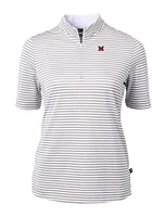 Cutter and Buck Miami RedHawks Womens Virtue Eco Pique Stripe Short Sleeve Polo Shirt