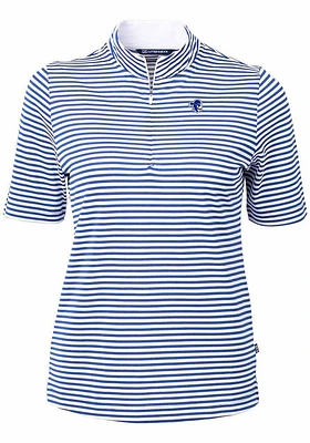 Cutter and Buck Seton Hall Pirates Womens Blue Virtue Eco Pique Stripe Short Sleeve Polo Shirt