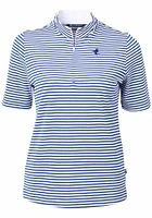 Cutter and Buck Seton Hall Pirates Womens Blue Virtue Eco Pique Stripe Short Sleeve Polo Shirt