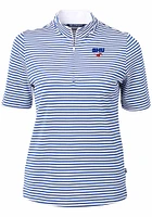 Cutter and Buck SMU Mustangs Womens Blue Virtue Eco Pique Stripe Short Sleeve Polo Shirt