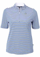 Cutter and Buck Southern University Jaguars Womens Blue Virtue Eco Pique Stripe Short Sleeve Pol..