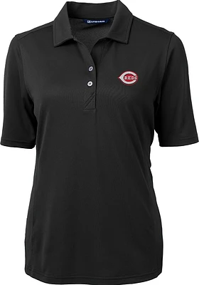 Cutter and Buck Cincinnati Reds Womens Black Virtue Short Sleeve Polo Shirt