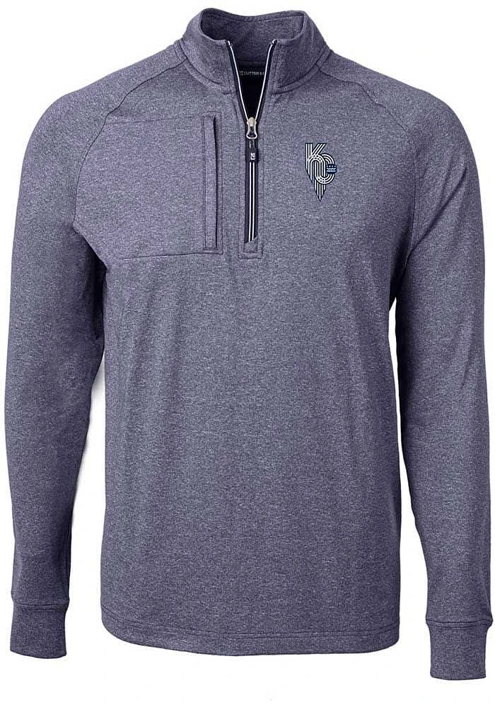Cutter and Buck Kansas City Royals Mens Navy Blue Connect Adapt Eco Knit Big Tall Qtr Zip