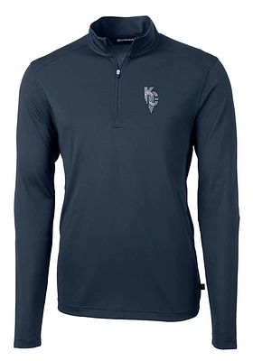 Cutter and Buck Kansas City Royals Mens Navy Blue Connect Virtue Eco Pique Big Tall Qtr Z..
