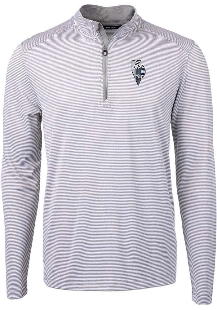 Cutter and Buck Kansas City Royals Mens Connect Virtue Eco Pique Stripe Big Tall Qtr