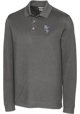 Cutter and Buck Kansas City Royals Mens Grey Connect Advantage Pique Long Sleeve Big Ta..