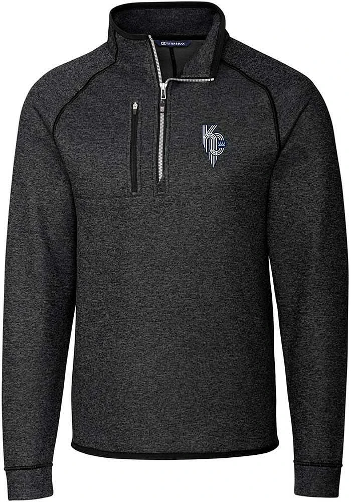 Cutter and Buck Kansas City Royals Mens Charcoal Connect Mainsail Big Tall Qtr Zip