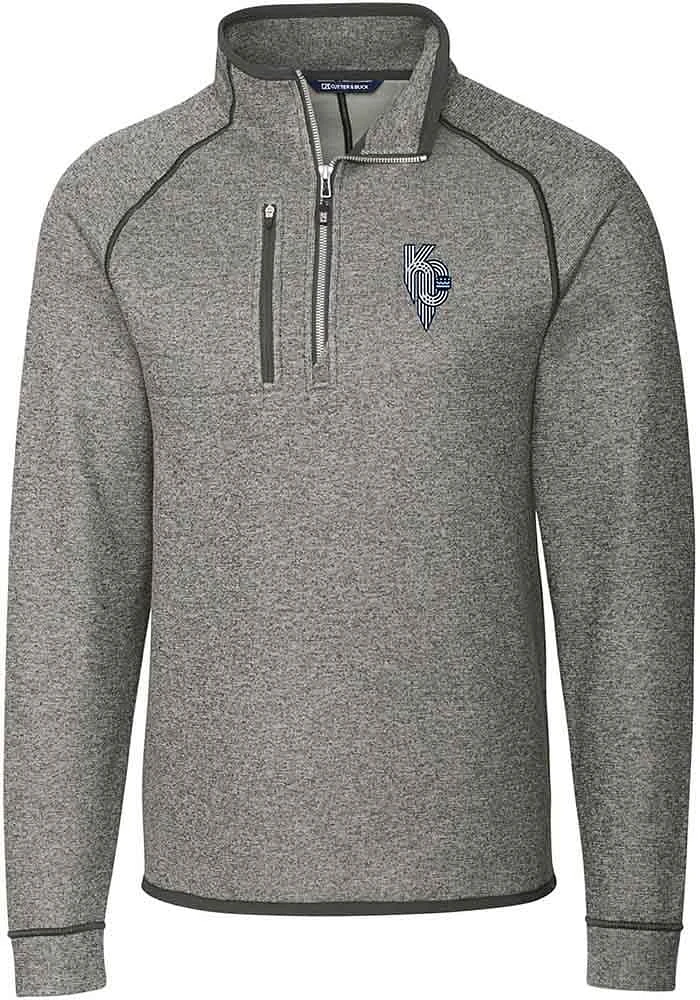 Cutter and Buck Kansas City Royals Mens Grey Connect Mainsail Big Tall Qtr Zip