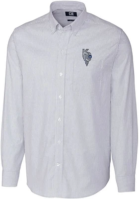 Cutter and Buck Kansas City Royals Mens Light Blue Connect Stretch Oxford Stripe Big Tall..