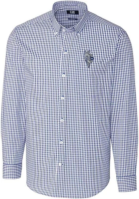 Cutter and Buck Kansas City Royals Mens Blue Connect Easy Care Stretch Big Tall Dress Shi..