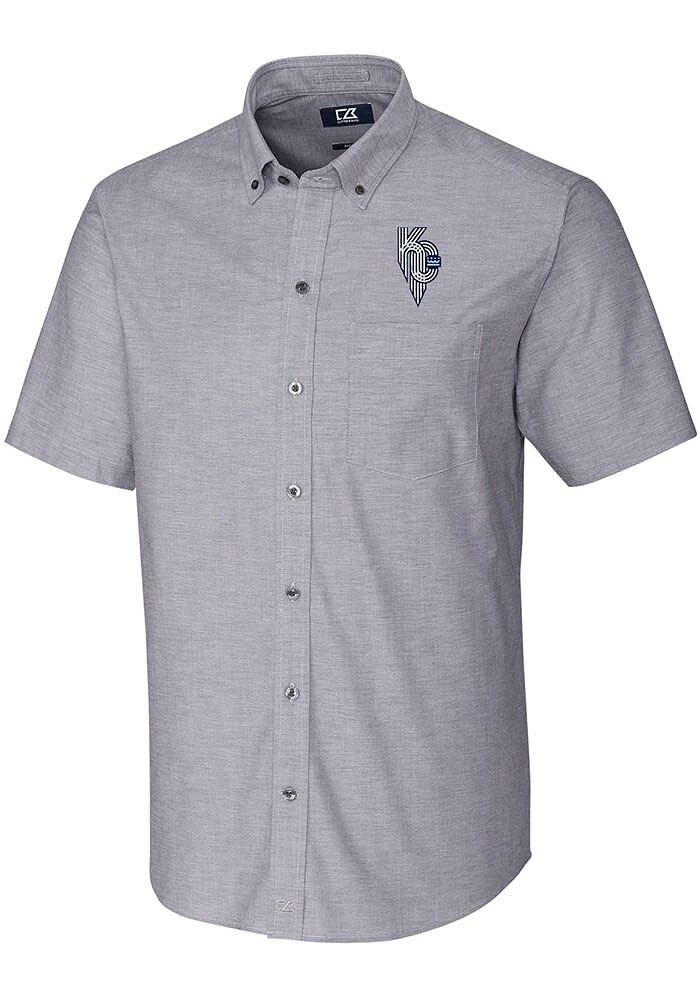 Cutter and Buck Kansas City Royals Mens Charcoal Connect Stretch Oxford Big Tall T-Shirt
