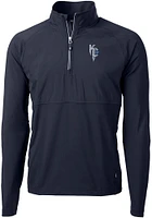 Cutter and Buck Kansas City Royals Mens Navy Blue Connect Adapt Eco Hybrid Long Sleeve Qtr Zi..