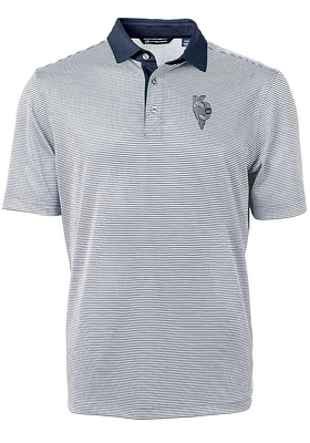 Cutter and Buck Kansas City Royals Mens Navy Blue Connect Virtue Eco Pique Micro Stripe Short..