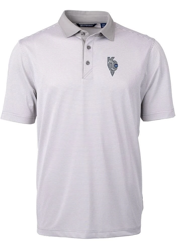 Cutter and Buck Kansas City Royals Mens Connect Virtue Eco Pique Micro Stripe Short Slee
