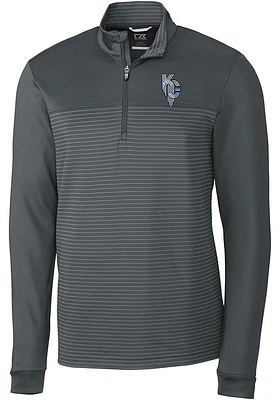 Cutter and Buck Kansas City Royals Mens Grey Connect Traverse Stripe Long Sleeve Qtr Zip Pull..