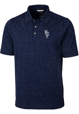 Cutter and Buck Kansas City Royals Mens Navy Blue Connect Advantage Space Dye Short Sleeve Po..