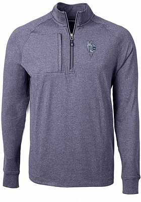 Cutter and Buck Kansas City Royals Mens Navy Blue Connect Adapt Eco Long Sleeve Qtr Zip Pullo..
