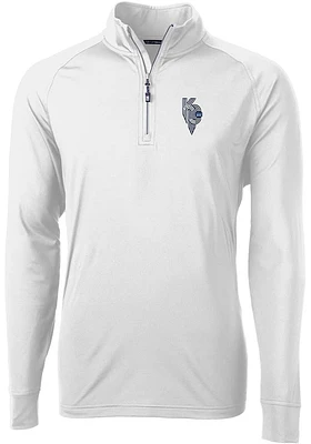 Cutter and Buck Kansas City Royals Mens White Connect Adapt Eco Knit Long Sleeve Qtr Zip Pull..