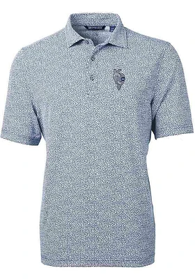 Cutter and Buck Kansas City Royals Mens Navy Blue Connect Virtue Eco Pique Botanical Short Sl..