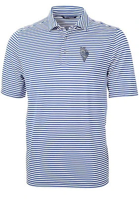 Cutter and Buck Kansas City Royals Mens Blue Connect Virtue Eco Pique Stripe Short Sleeve Pol