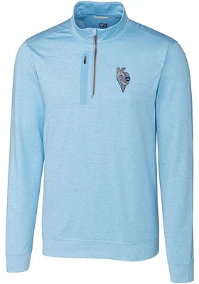 Cutter and Buck Kansas City Royals Mens Light Blue Connect Stealth Long Sleeve Qtr Zip Pullov..