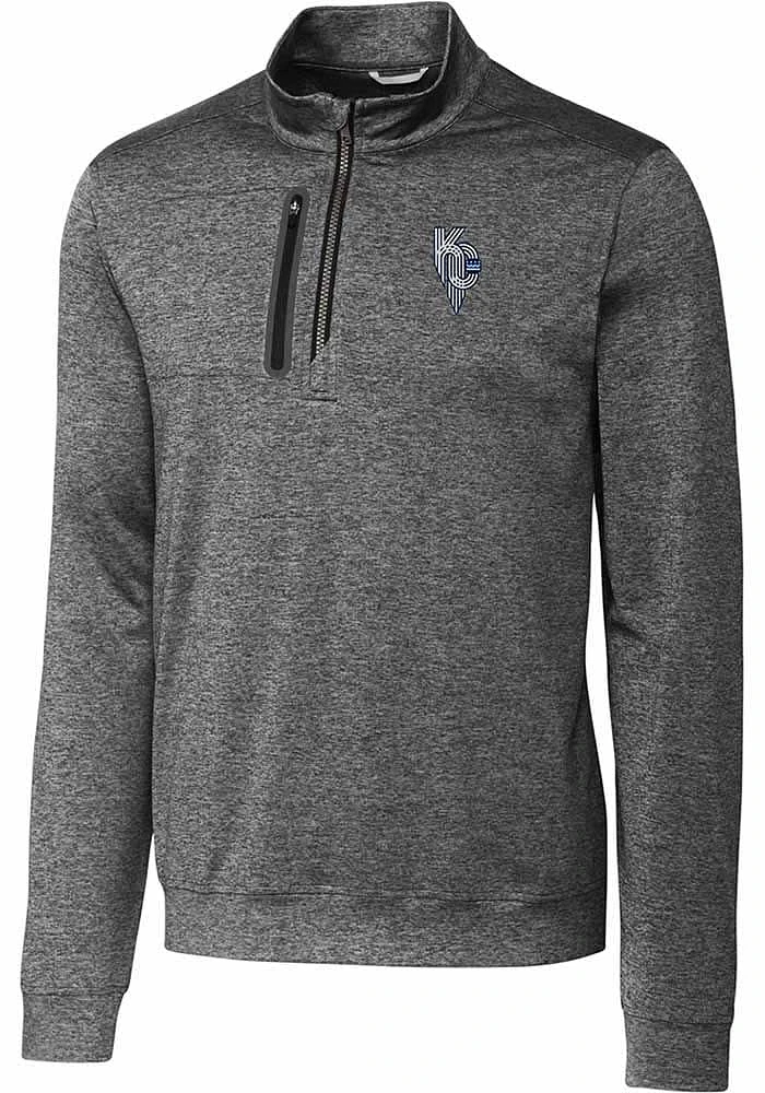 Cutter and Buck Kansas City Royals Mens Charcoal Connect Stealth Long Sleeve Qtr Zip Pullover