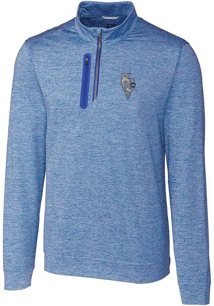 Cutter and Buck Kansas City Royals Mens Blue Connect Stealth Long Sleeve Qtr Zip Pullover