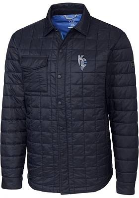 Cutter and Buck Kansas City Royals Mens Navy Blue Connect Rainier PrimaLoft Outerwear Lined J..