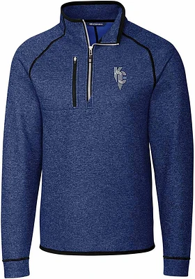 Cutter and Buck Kansas City Royals Mens Blue Connect Mainsail Long Sleeve Qtr Zip Pullover