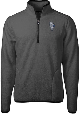 Cutter and Buck Kansas City Royals Mens Grey Connect Cascade Sherpa Long Sleeve Qtr Zip Pullo..