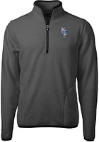 Cutter and Buck Kansas City Royals Mens Grey Connect Cascade Sherpa Long Sleeve Qtr Zip Pullo..