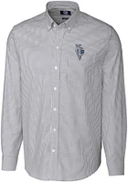 Cutter and Buck Kansas City Royals Mens Charcoal Connect Stretch Oxford Stripe Long Sleeve Dr..