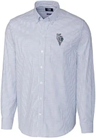 Cutter and Buck Kansas City Royals Mens Blue Connect Stretch Oxford Stripe Long Sleeve Dress..