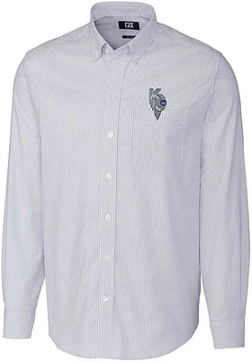 Cutter and Buck Kansas City Royals Mens Light Blue Connect Stretch Oxford Long Sleeve Dress S..