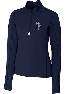 Cutter and Buck Kansas City Royals Womens Navy Blue Connect Traverse Qtr Zip