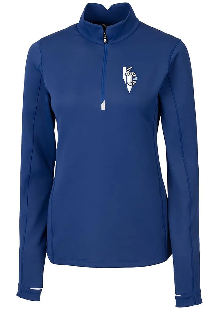 Cutter and Buck Kansas City Royals Womens Blue Connect Traverse Qtr Zip