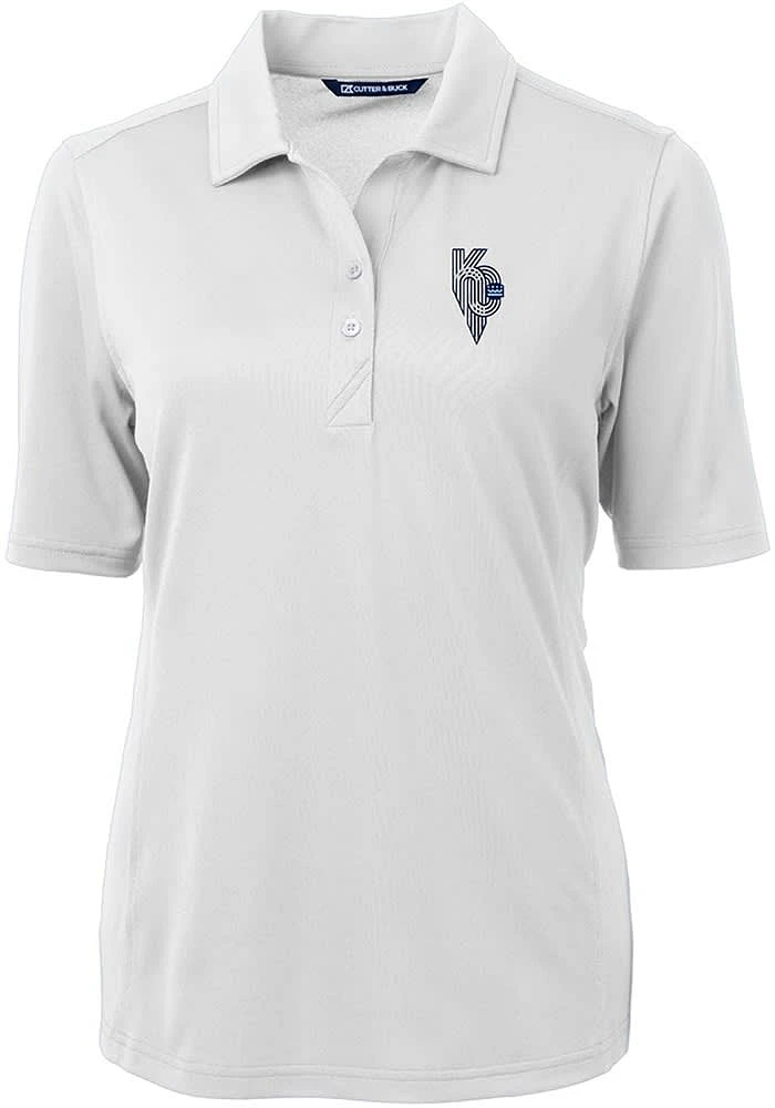 Cutter and Buck Kansas City Royals Womens White Connect Virtue Eco Pique Short Sleeve Polo Sh..