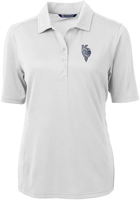 Cutter and Buck Kansas City Royals Womens White Connect Virtue Eco Pique Short Sleeve Polo Sh..