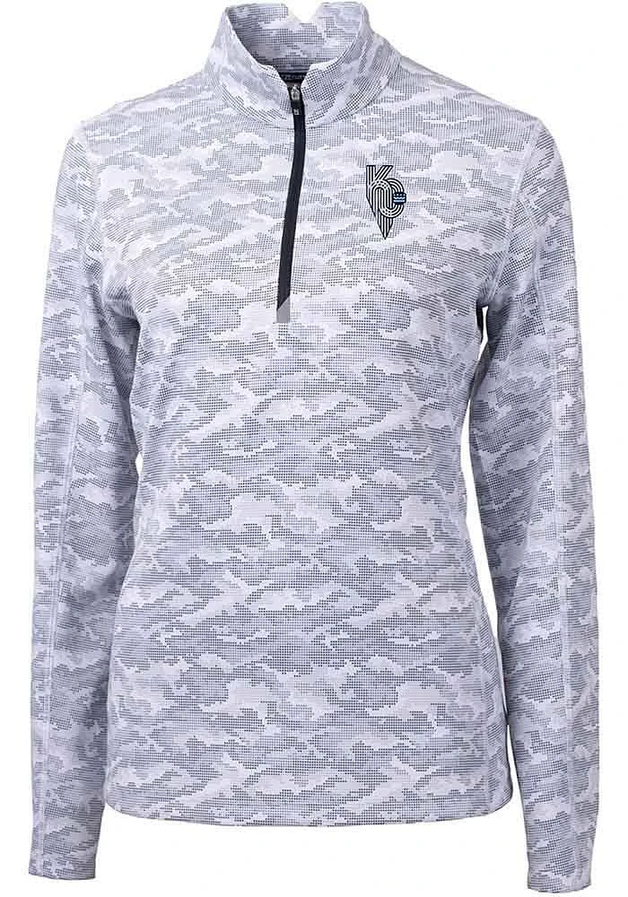 Cutter and Buck Kansas City Royals Womens Charcoal Connect Traverse Qtr Zip
