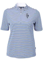 Cutter and Buck Kansas City Royals Womens Blue Connect Virtue Eco Pique Stripe Short Sleeve P..