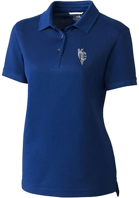 Cutter and Buck Kansas City Royals Womens Blue Connect Advantage Short Sleeve Polo Shirt